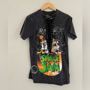 Space Jam Graphic T-Shirt with Lace-Up Detail